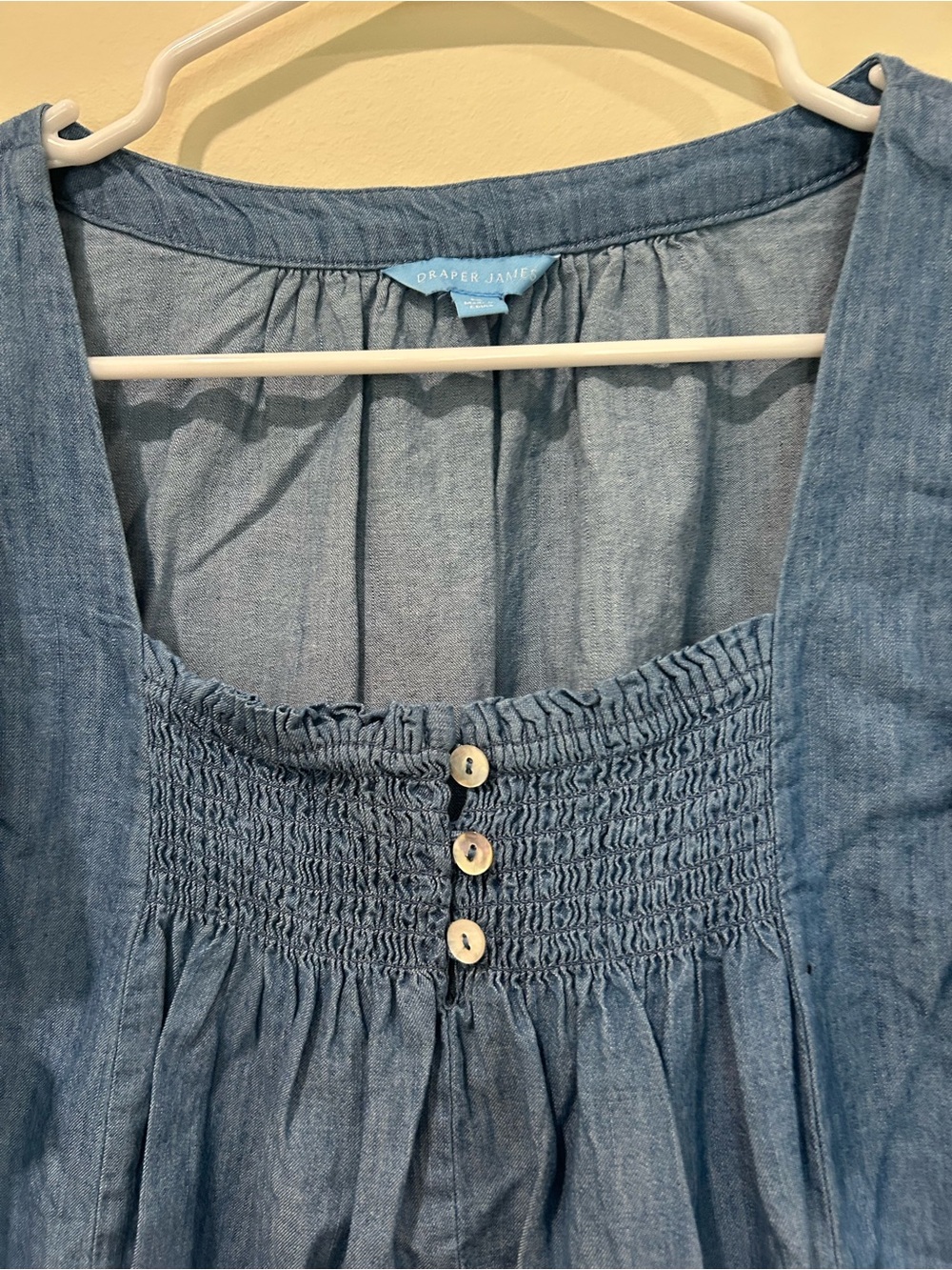 Smocked Square-Neck Flutter Sleeve Top in Light Blue - Picture 5 of 7